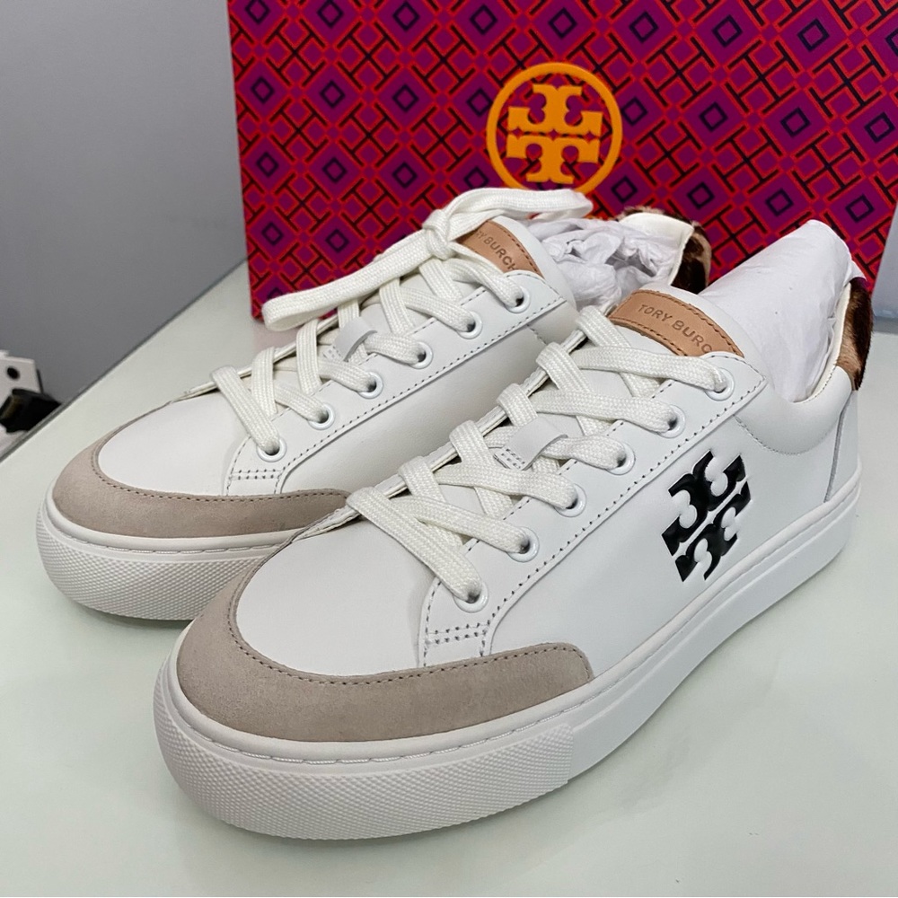 NEW Tory Burch Andrea color block court white sneaker size 7